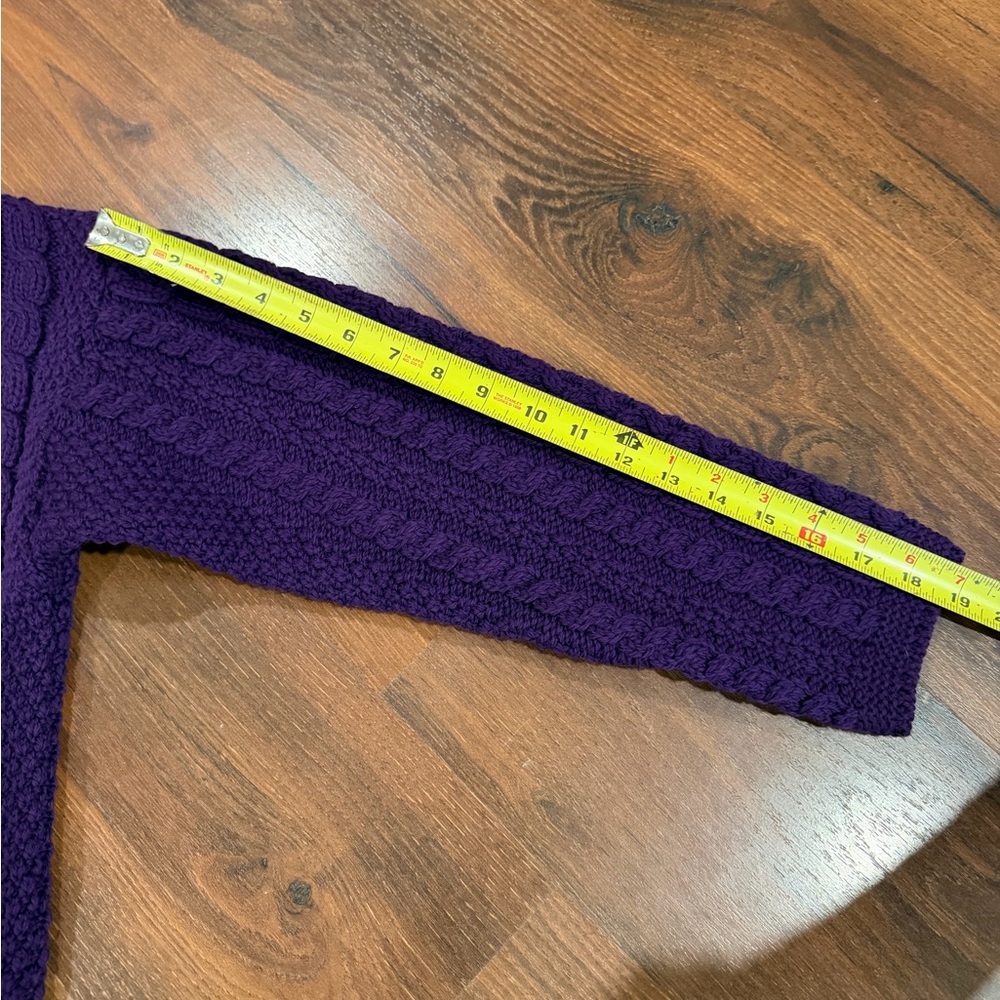 Aran Craft 100% Merino Wool Cardigan Purple Women’s Small Made In Ireland - Picture 6 of 7